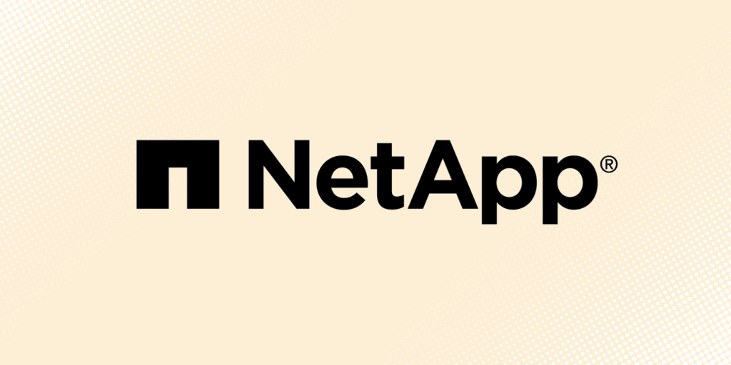 A pale yellow background with a black NetApp logo on it