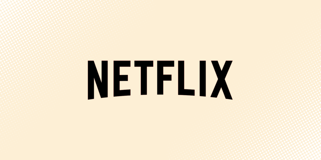 A pale yellow background with a black Netflix logo on it