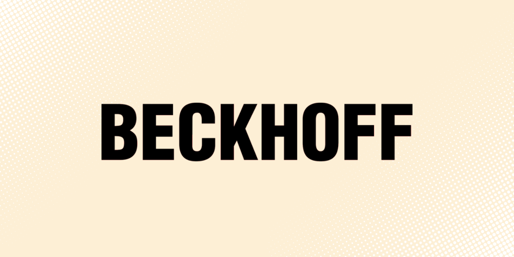 A pale yellow background with a black Beckhoff logo on it